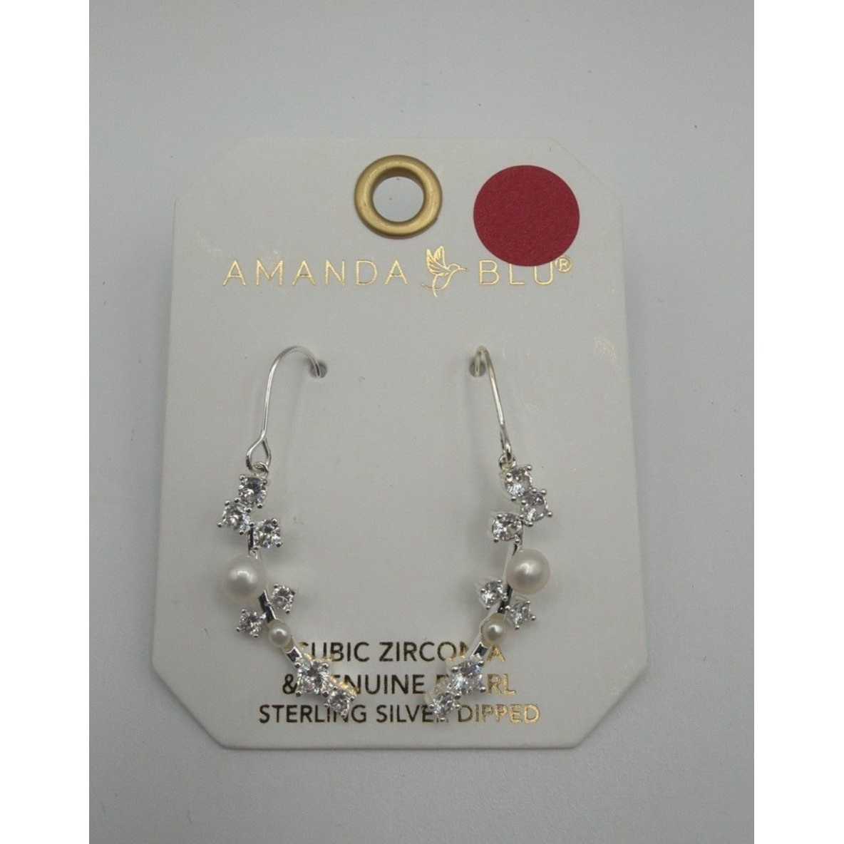 Amanda Blu Pearl & Cubic Zirconia Drop Earrings Sterling Silver Dipped